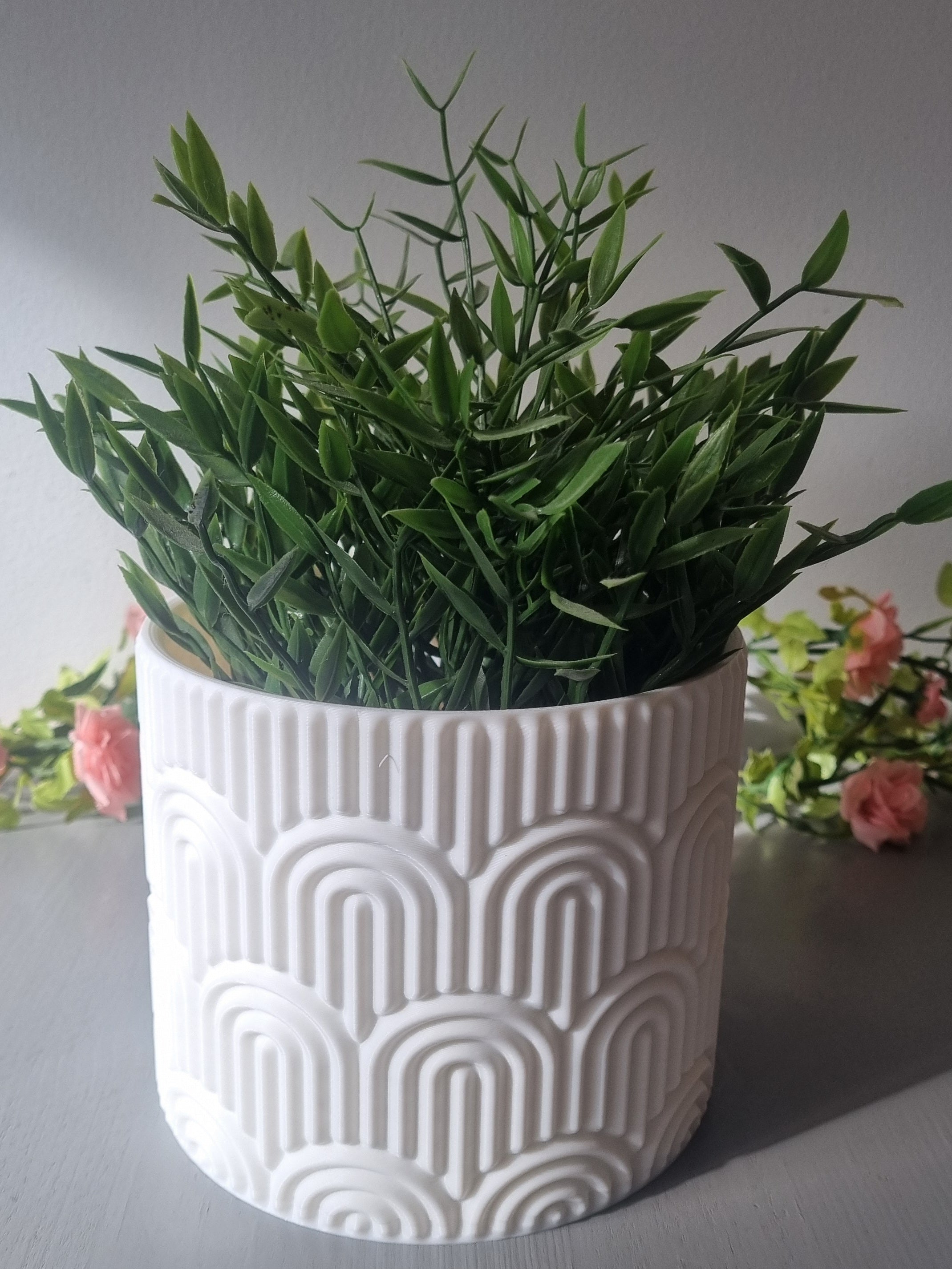 White patterned planter