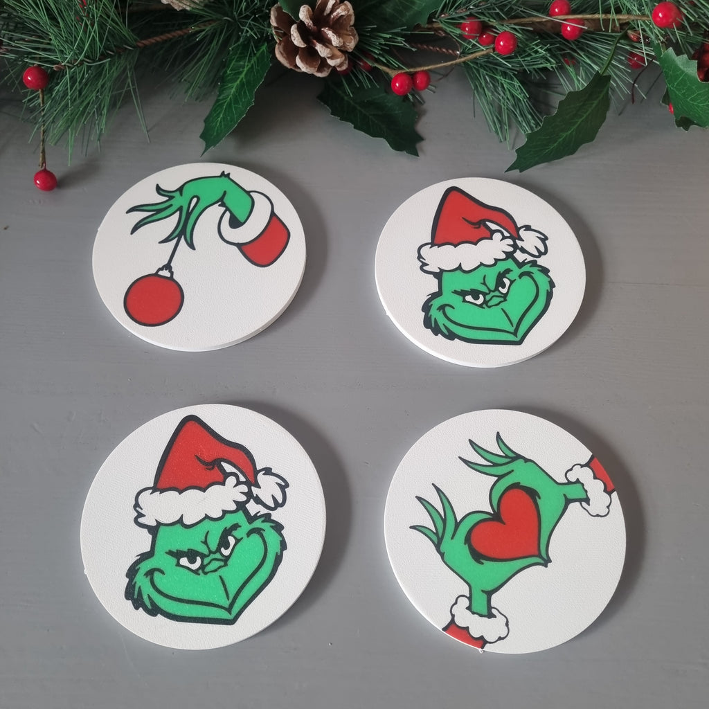 Grinch coasters set of 4