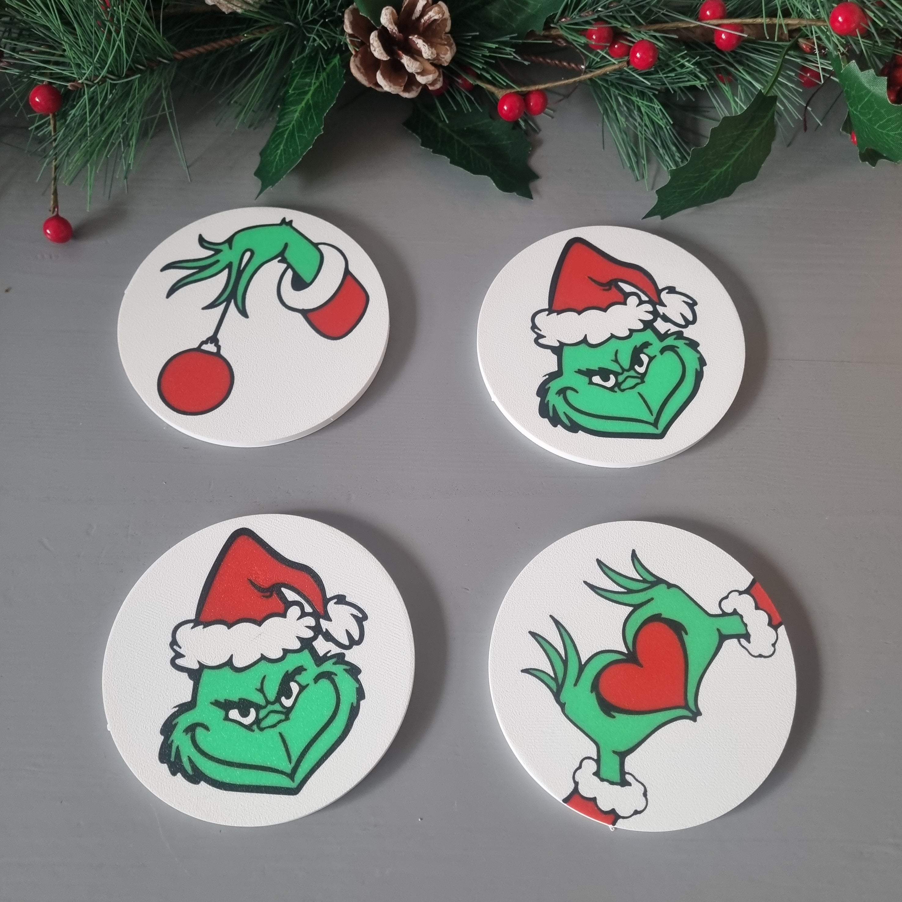 Grinch coasters set of 4